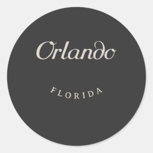 Orlando Florida White Font Classic Round Sticker