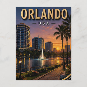 Orlando Lake Eola and Downtown Skyline Postcard