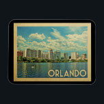 Orlando Magnet Florida Vintage Travel<br><div class="desc">Orlando Florida design in Vintage Travel style featuring an expansive city skyline view with water and swan in the foreground.</div>
