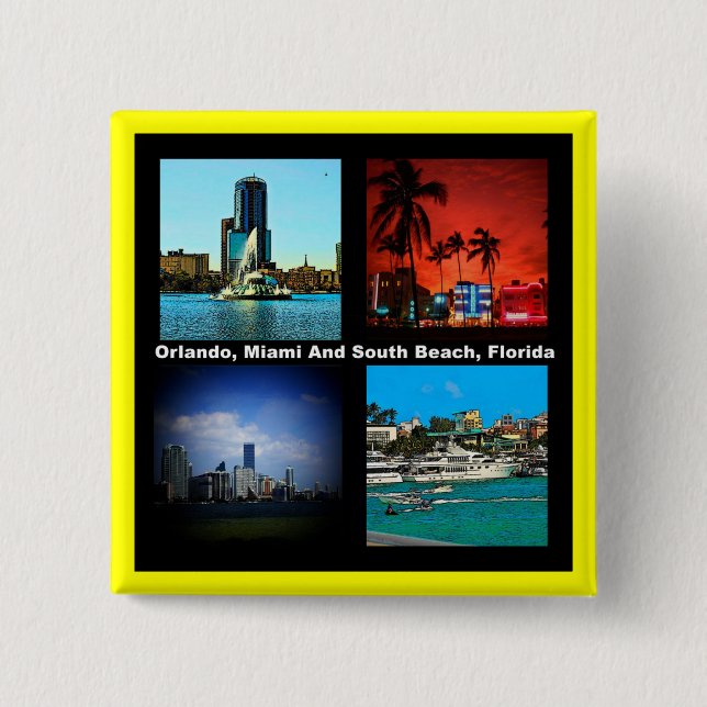 Orlando, Miami, South Beach Collage 15 Cm Square Badge (Front)