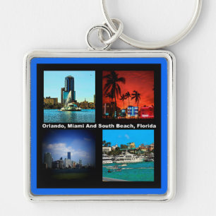Orlando, Miami, South Beach Collage Key Ring
