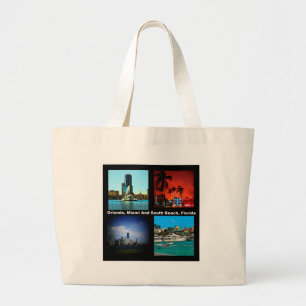 Orlando, Miami, South Beach Collage Large Tote Bag