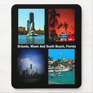Orlando, Miami, South Beach Collage Mouse Mat