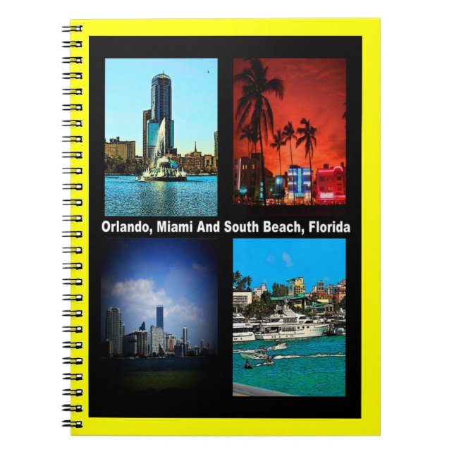 Orlando, Miami, South Beach Collage Notebook (Front)