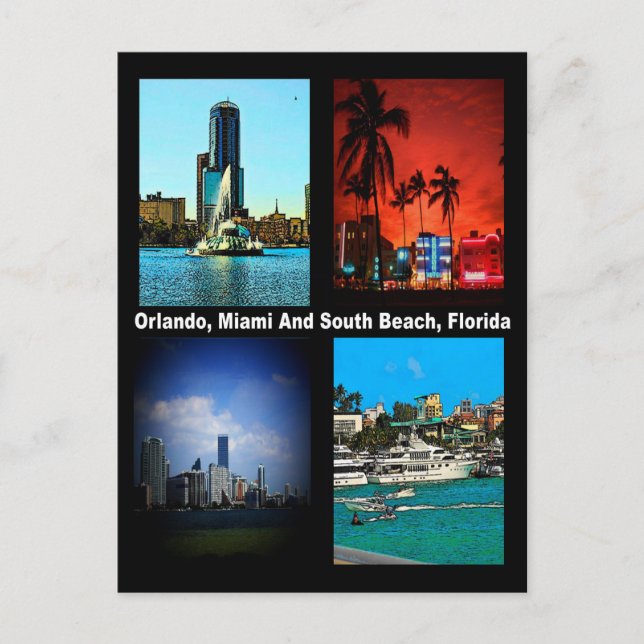 Orlando, Miami, South Beach Collage Postcard (Front)