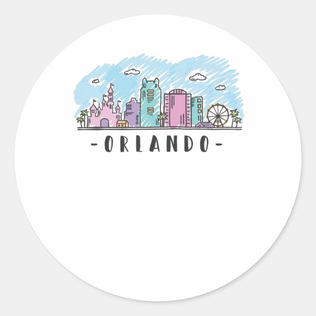 Orlando Skyline Classic Round Sticker (Front)