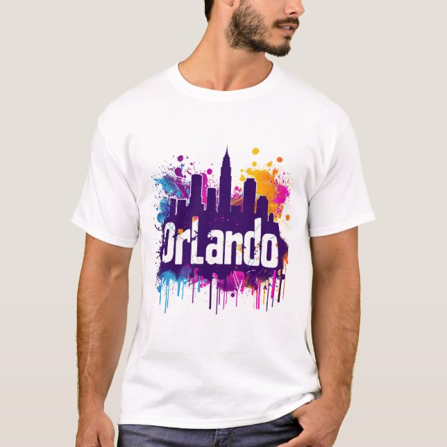 Orlando Skyline – Colorful Street Art Design T-Shirt (Front)