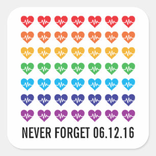 Orlando Strong One Pulse 49 Hearts Rainbow Square Sticker