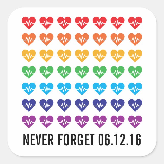 Orlando Strong One Pulse 49 Hearts Rainbow Square Sticker (Front)