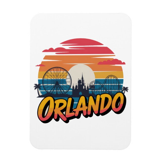 Orlando Sunset Retro Theme Park Design Magnet (Vertical)