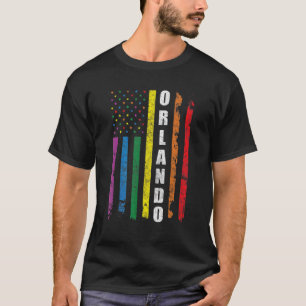 Orlando Us American Flag Rainbow Gay Lgbt Pride Mo T-Shirt