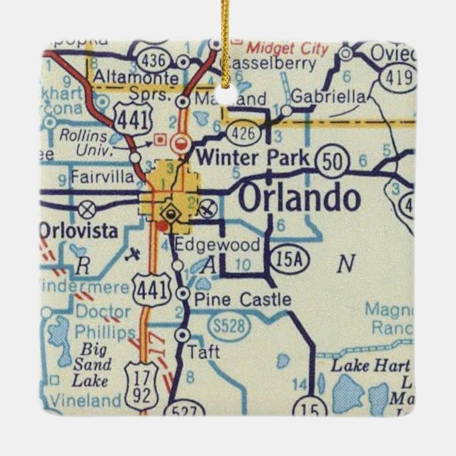 Orlando Vintage Map Ceramic Ornament (Back)