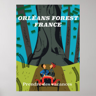 Orléans forest France vintage style travel poster