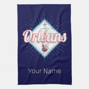 Orleans Loiret France Retro Rooster Vintage Tea Towel