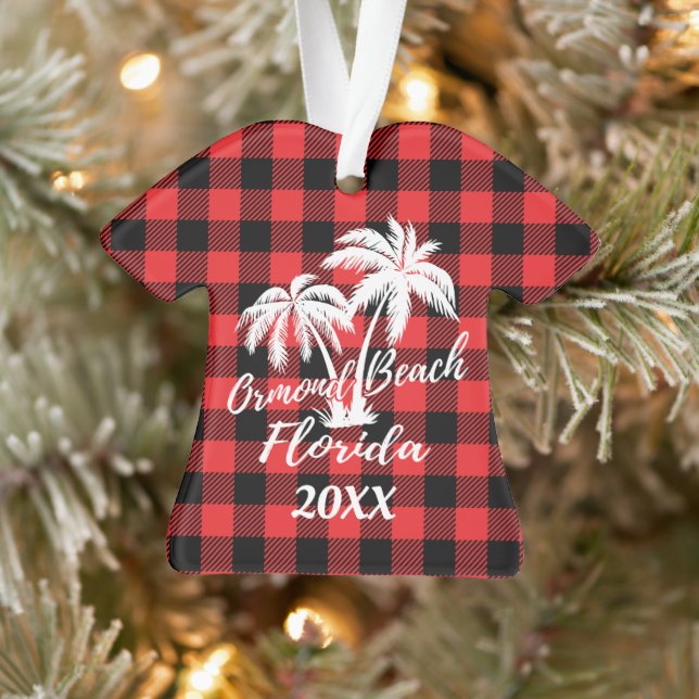Ormond Beach Florida Palm Trees Beach Personalised Ornament (Tree)