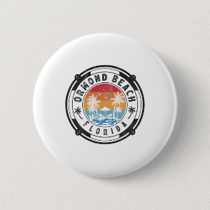 Ormond Beach Florida Summer Vacation Vintage Sunse 6 Cm Round Badge