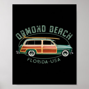 Ormond Beach Florida Vintage Surfing Poster