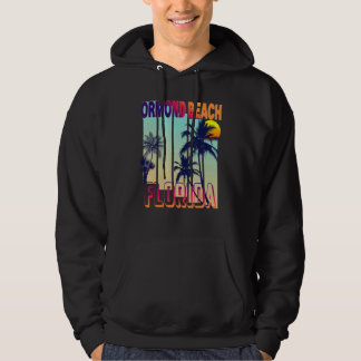 Ormond Beach Retro Vintage Style Palm Tree Hoodie