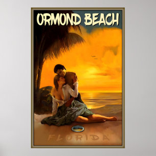 Ormond Beach Sunrise Volusia County Florida Travel Poster