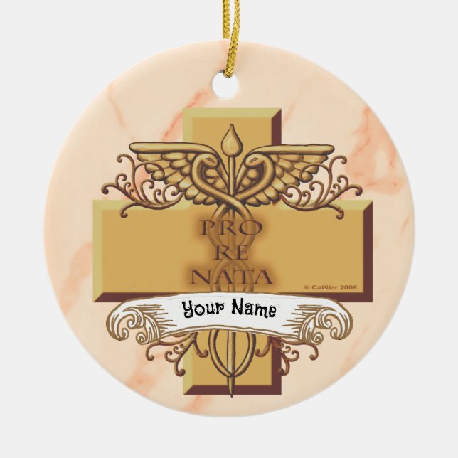 Orn caduceus nurse  ceramic tree decoration (Front)