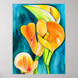 Ornage kumquat fruit art watercolor poster