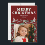 Ornament and Evergreen Border Two Photo Holiday Card<br><div class="desc">A beautiful hand illustrated evergreen and ornament border design makes for an elegant and festive double sided Christmas photo card. Your own 2 photos can be added.</div>