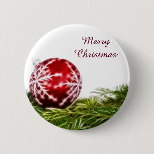 Ornament and Fir Fractal - Merry Christmas 6 Cm Round Badge