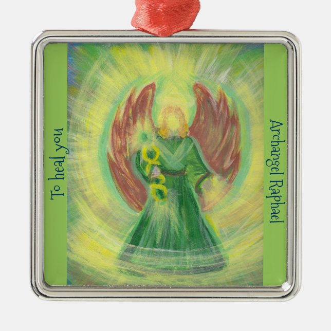 Ornament: Archangel Raphael Metal Tree Decoration (Front)