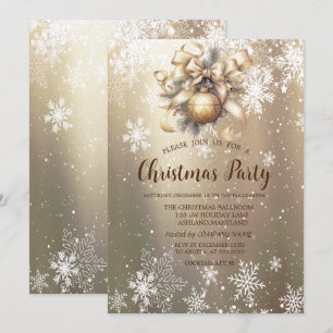 Ornament Ball Bow Snowflakes Christmas Company Invitation