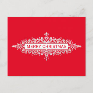 Ornament Banner white + your text & ideas Holiday Postcard