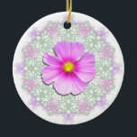 Ornament - Bi-Colour Cosmos on Lace<br><div class="desc">This beautiful ornament would make a wonderful, if unexpected, addition to your Christmas tree, but it would also make a lovely birthday present; a terrific fob for a gift basket or Easter basket; a terrific pendant for those avid jewellery makers. There are so many ways this gorgeous ornament can be...</div>