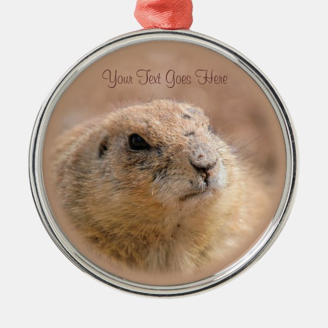 Ornament: Black-tailed Prairie Dog (Premium Round) Metal Tree Decoration (Front)