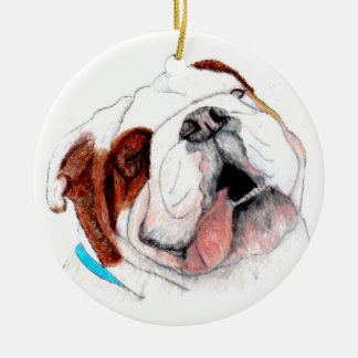 Ornament, Bulldog Drawing Ceramic Tree Decoration