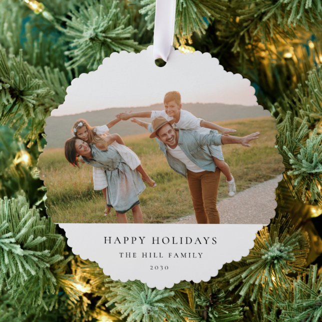 Ornament Card | Minimal Simple Family Photo (Insitu (Tree))
