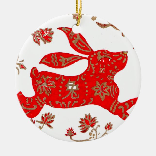 Ornament, Chinese Year of the Rabbit Ceramic Tree Decoration (Front)