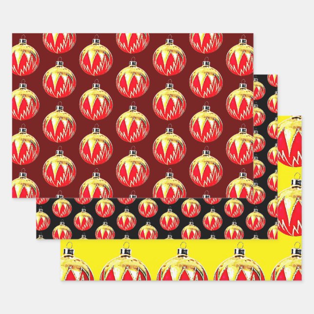 Ornament Christmas Art Wrap Craft Wrapping Paper Sheet (Set)