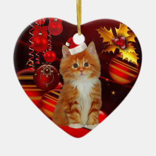 Ornament Christmas Cat With Santa Hat