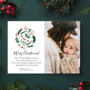 Ornament Christmas Floral Ball Family Photo Holiday Card