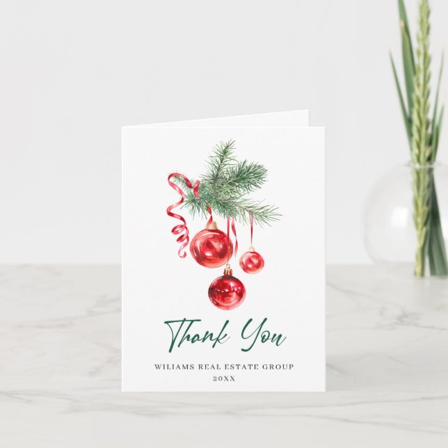 Ornament Christmas Greeting Holiday Thank You Card (Front)