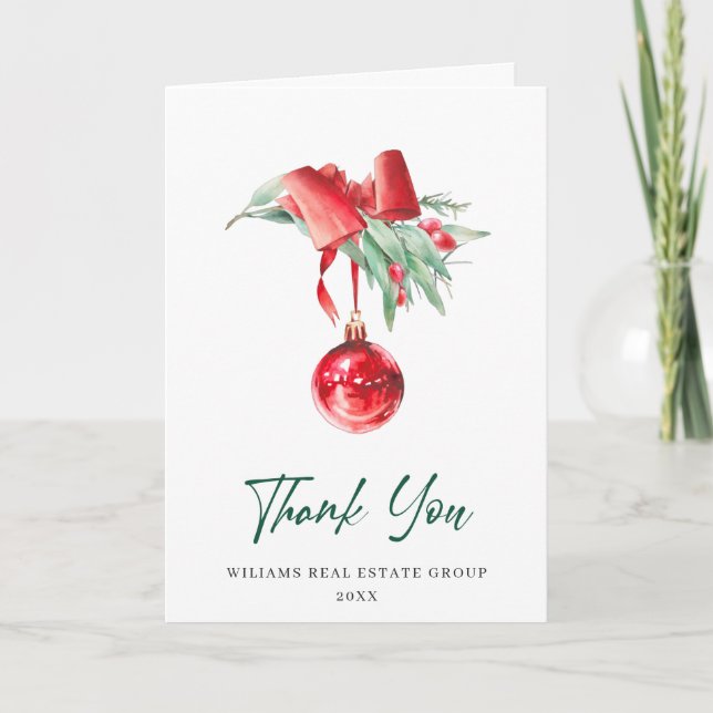 Ornament Christmas Greeting Holiday Thank You Card (Front)