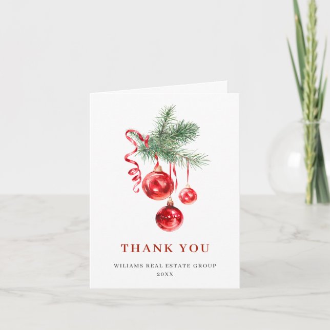 Ornament Christmas Greeting Holiday Thank You Card (Front)