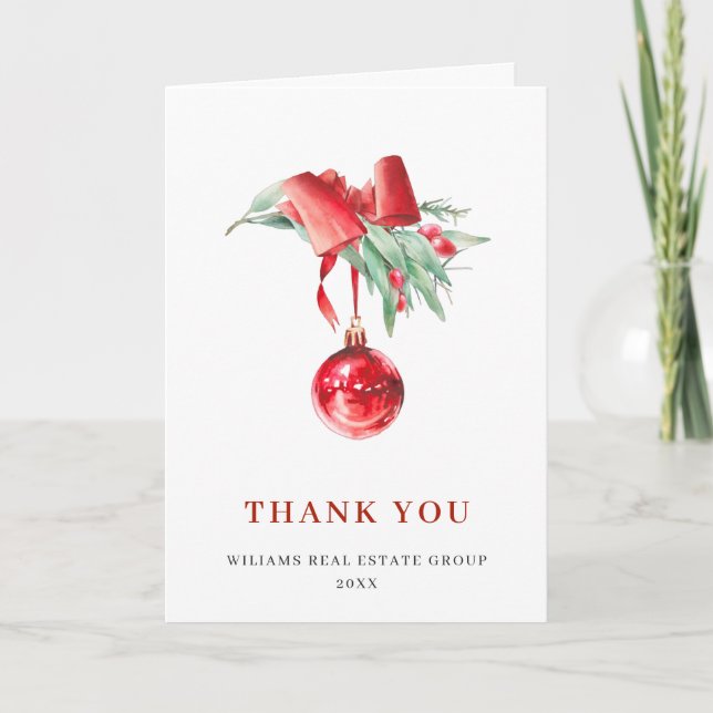 Ornament Christmas Greeting Holiday Thank You Card (Front)