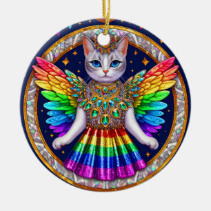 Ornament Christmas Rainbow Angel Cat