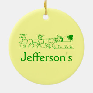 Ornament - Christmas wreath and sleigh