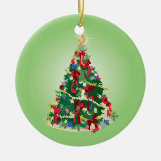Ornament: Colourful Christmas Tree Ceramic Tree Decoration