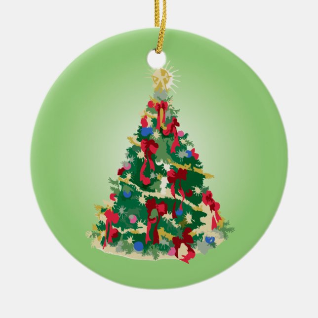 Ornament: Colourful Christmas Tree Ceramic Tree Decoration (Front)