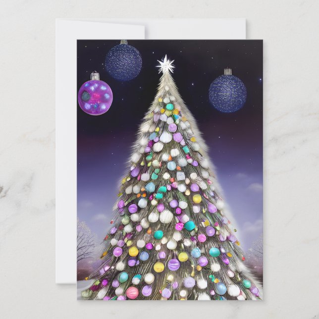 Ornament Covered Christmas Tree Holiday Card (Front)