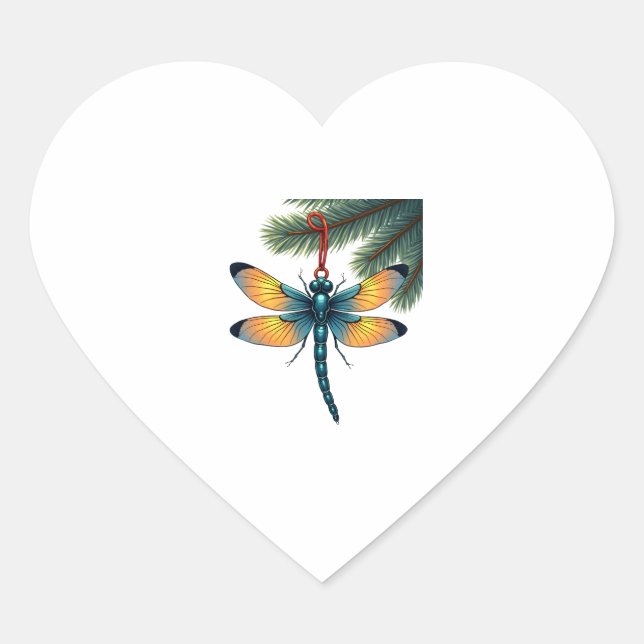 Ornament Dragonfly Heart Sticker (Front)
