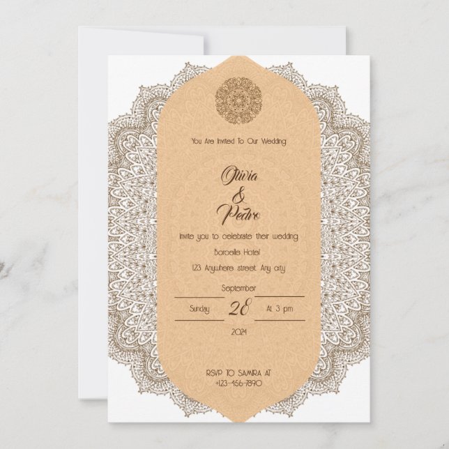 Ornament elegant Wedding invitation  (Front)