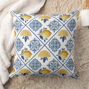 Ornament embroidered smooth lemon cushion